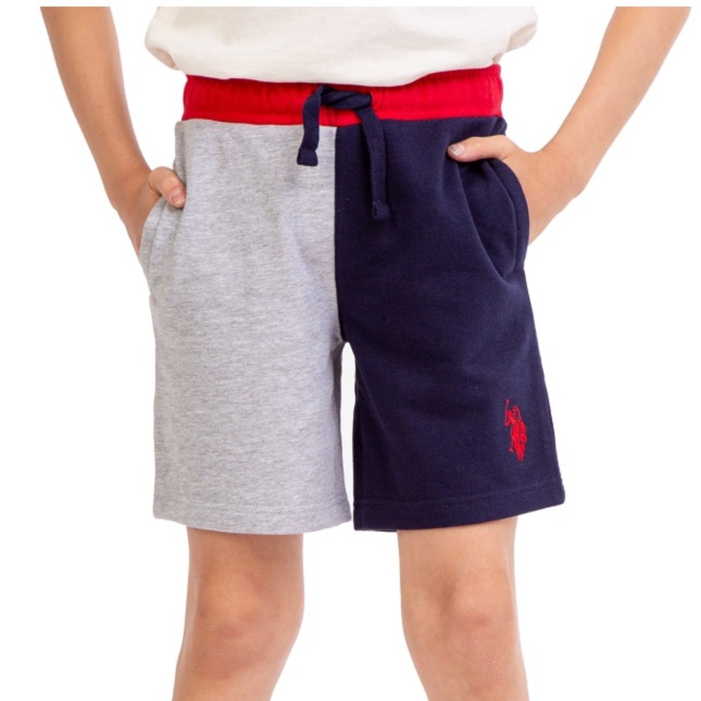 Nwt U.S Polo Assn.Boys Shorts  Medium 8 navy blue red gray pockets elastic new